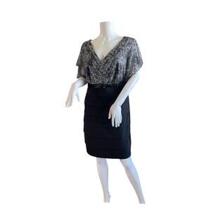 Enfocus Woman Black White Short Sleeve Plus Size 16W Dress